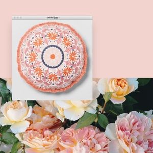 Peachy + pink throw pillow